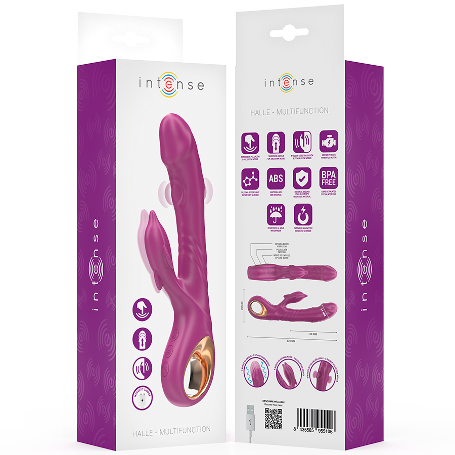 INTENSE - VIBRATORE MULTIFUNZIONE HALLE CON LINGUA STIMOLANTE A DELFINO VIOLA