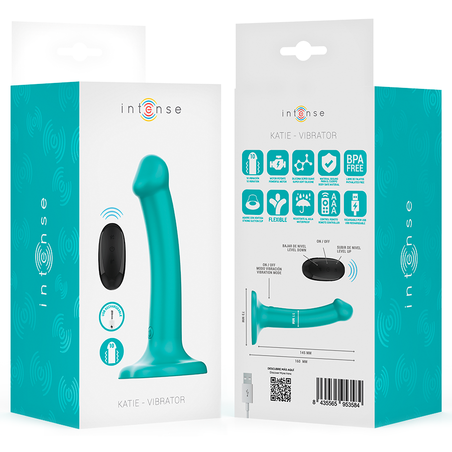 INTENSE - KATIE VIBRATORE CON VENTOSA 10 VIBRAZIONI TELECOMANDO BLU