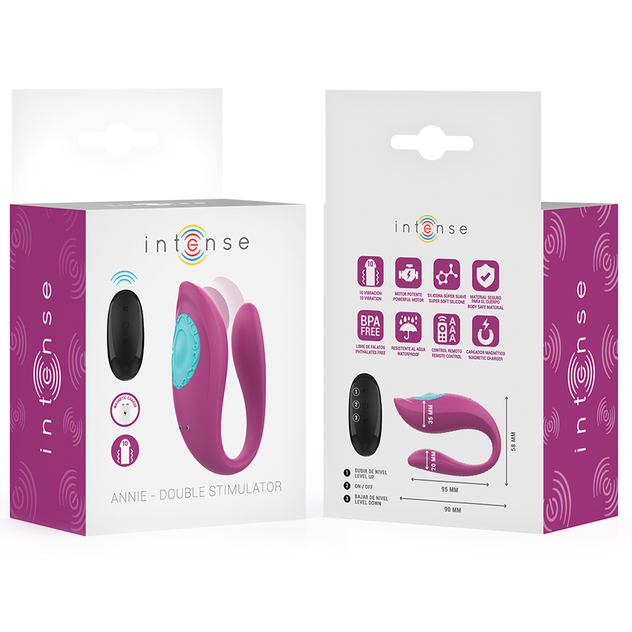 INTENSE - ANNIE VIBRATORE E STIMOLATORE A FORMA DI U TELECOMANDO VIOLA