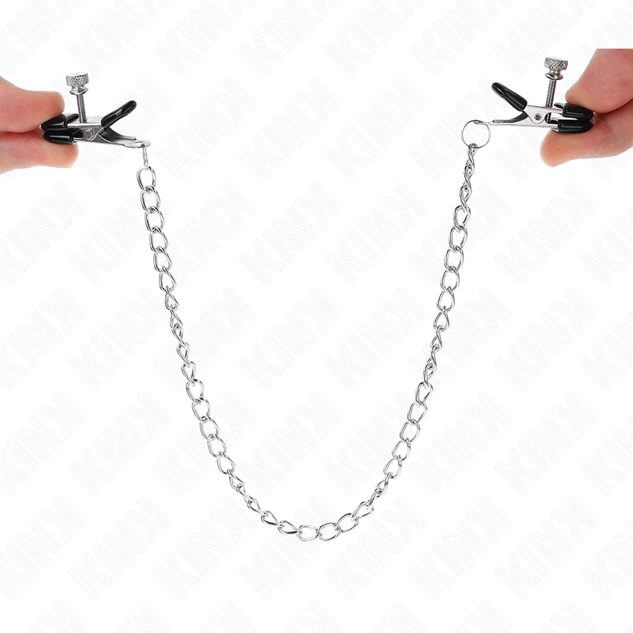 KINK - MORSETTI PER CAPEZZOLI A CATENA PIATTA ARGENTO 34 CM