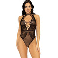 LEG AVENUE - BODY CON APERTURA A CHIAVE IN RETE E PIZZO TAGLIA UNICA
