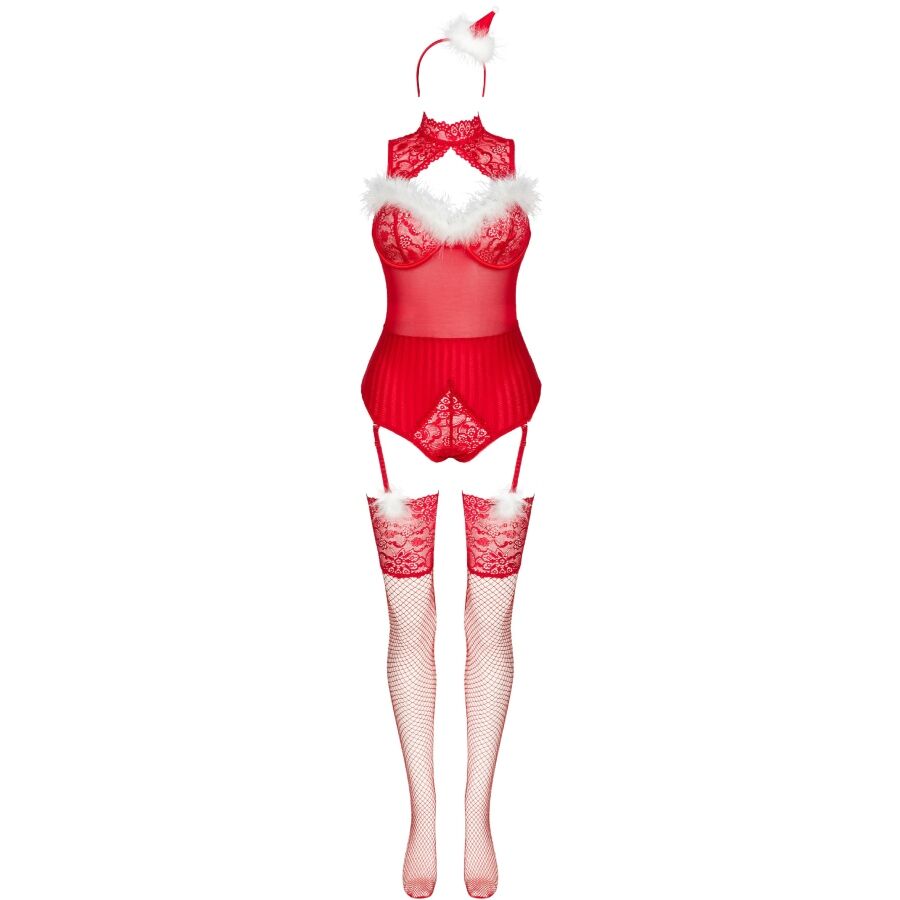LIVCO CORSETTI FASHION - LIMPID SNOWFLAKES LC 90604 BODY + CALZE + CERCHIETTO NATALIZIO L/XL