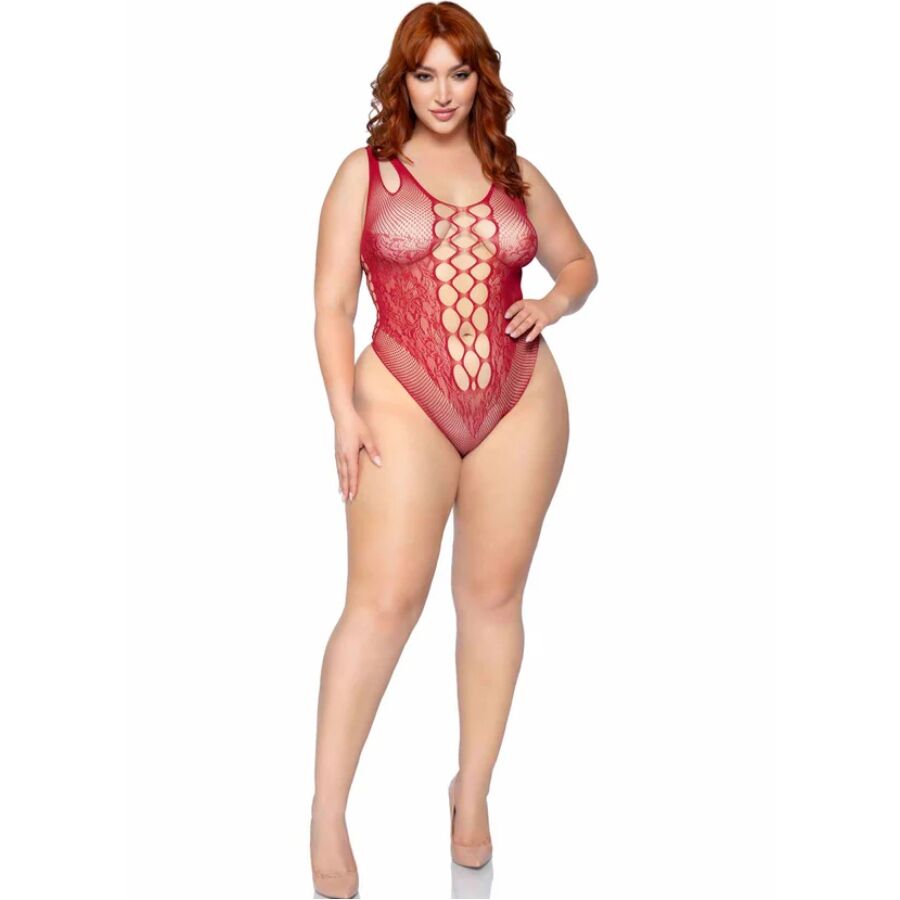 LEG AVENUE - 81641X BODY SENZA CUCITURE BORDEAUX TAGLIA 1X/2X