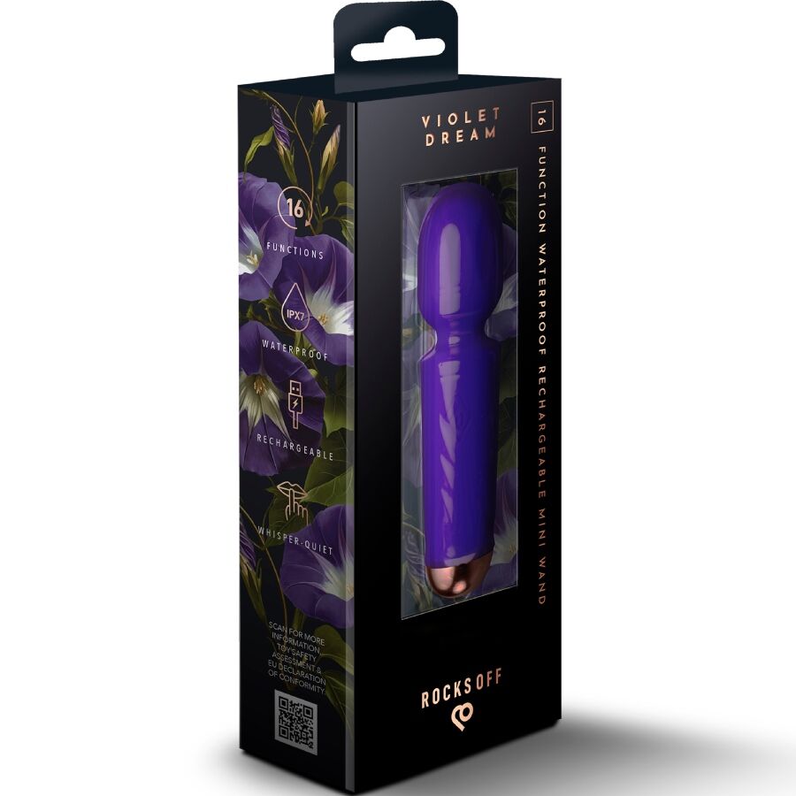 ROCKS-OFF - MINI BACCHETTA RICARICABILE 16 FUNZIONI VIOLET DREAM