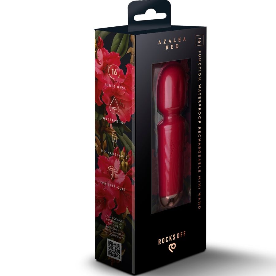 ROCKS-OFF - MINI BACCHETTA RICARICABILE 16 FUNZIONI AZALEA ROSSO