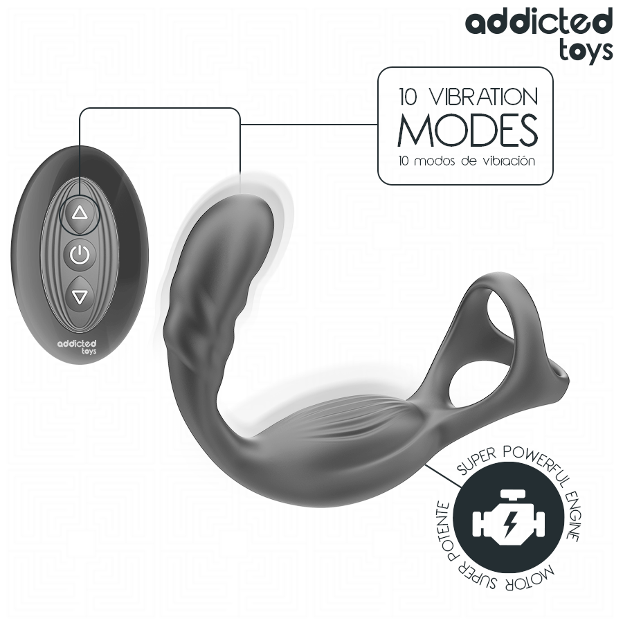 ADDICTED TOYS - ANELLO PER IL PENE PROSTATICO DOPPIO CON TELECOMANDO