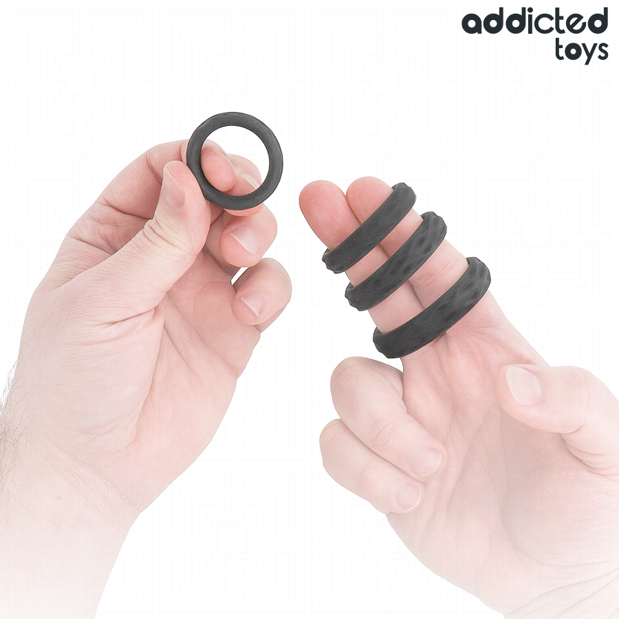 ADDICTED TOYS - SET DI ANELLI PER IL PENE TESTURIZZATI 4 MISURE