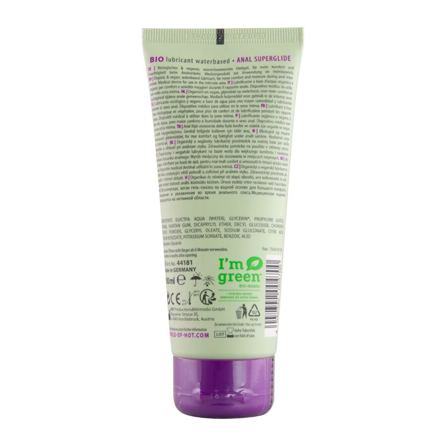 HOT - LUBRIFICANTE BIO A BASE D'ACQUA SUPERGLIDE ANAL 100 ML